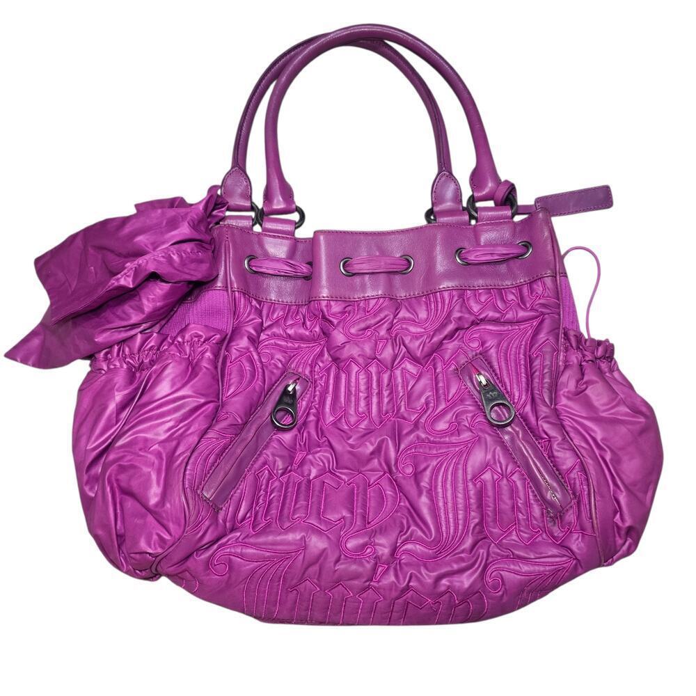 Rare Y2K Juicy Couture Magenta Nylon Daydreamer Bag AOP Embroidered Vintage